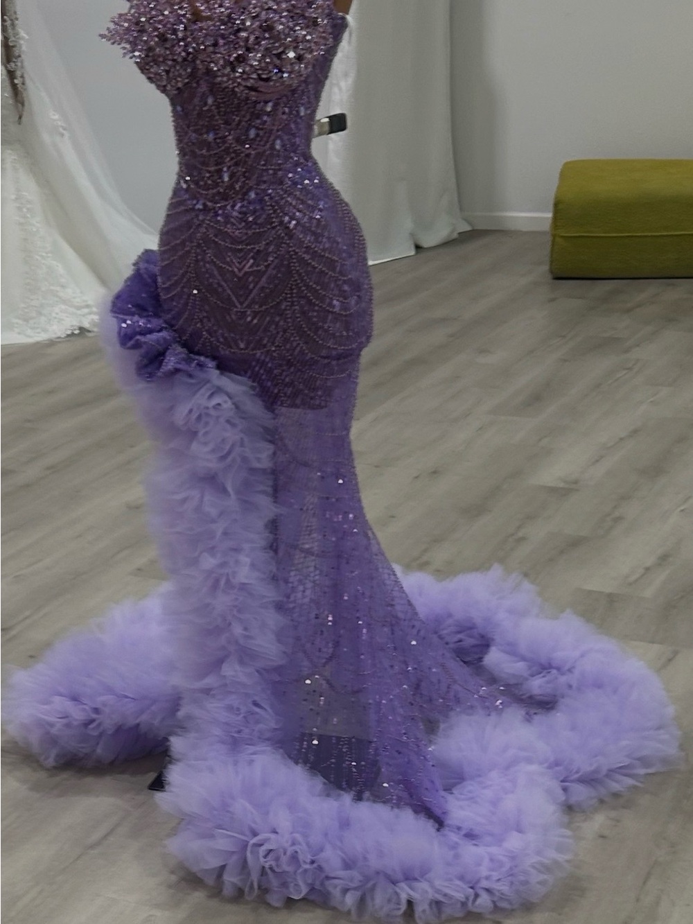 Lavender Sequin & Tulle Mermaid Evening Dress